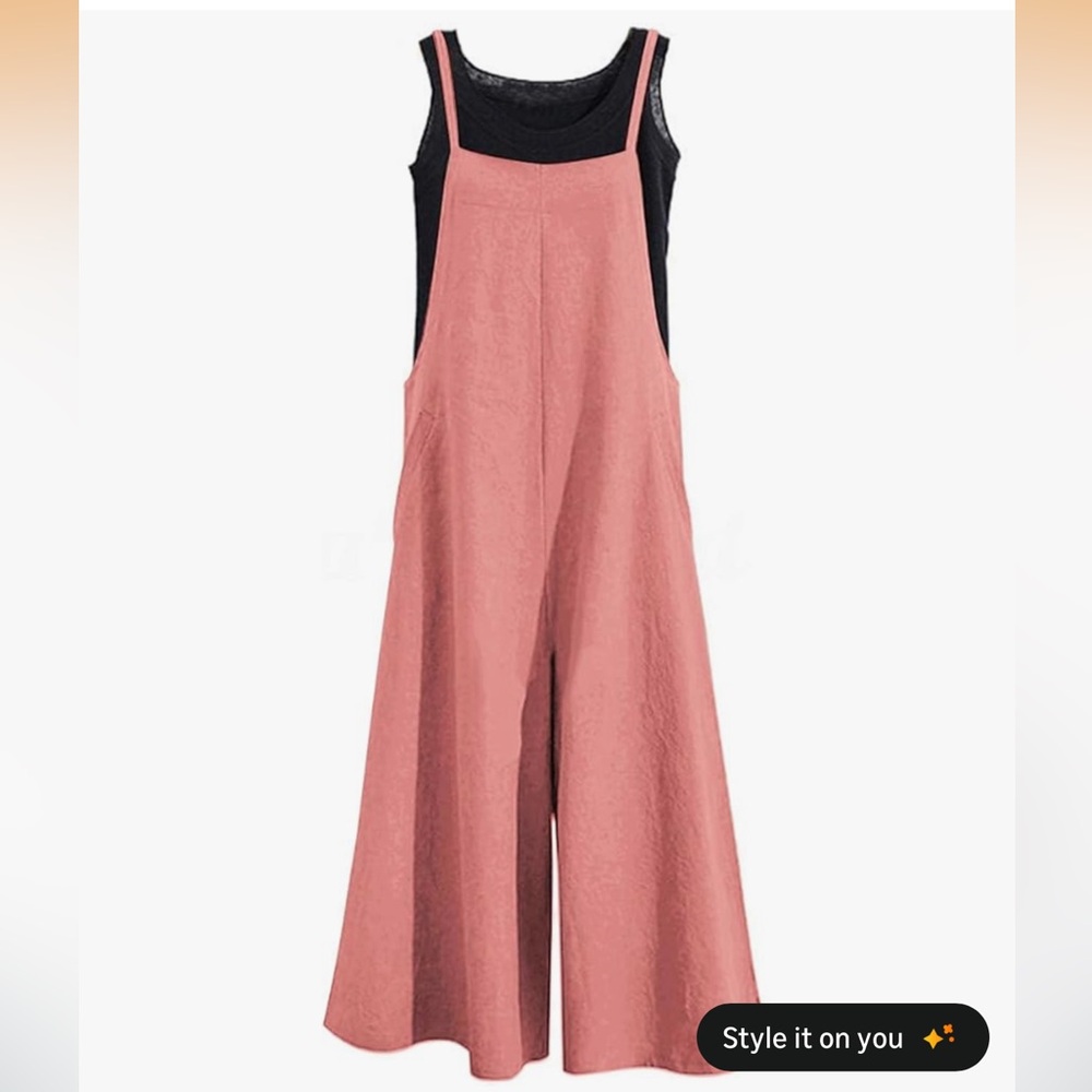 Pink Strappy Wide Leg Jumpsuit